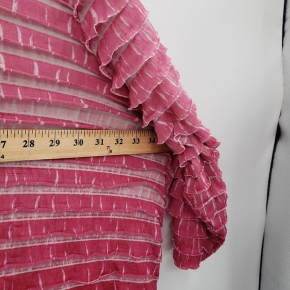 Maggie Barnes ruffle layered knit top womens plus size 5x pink ombre 3/4 sleeve - Picture 6 of 10